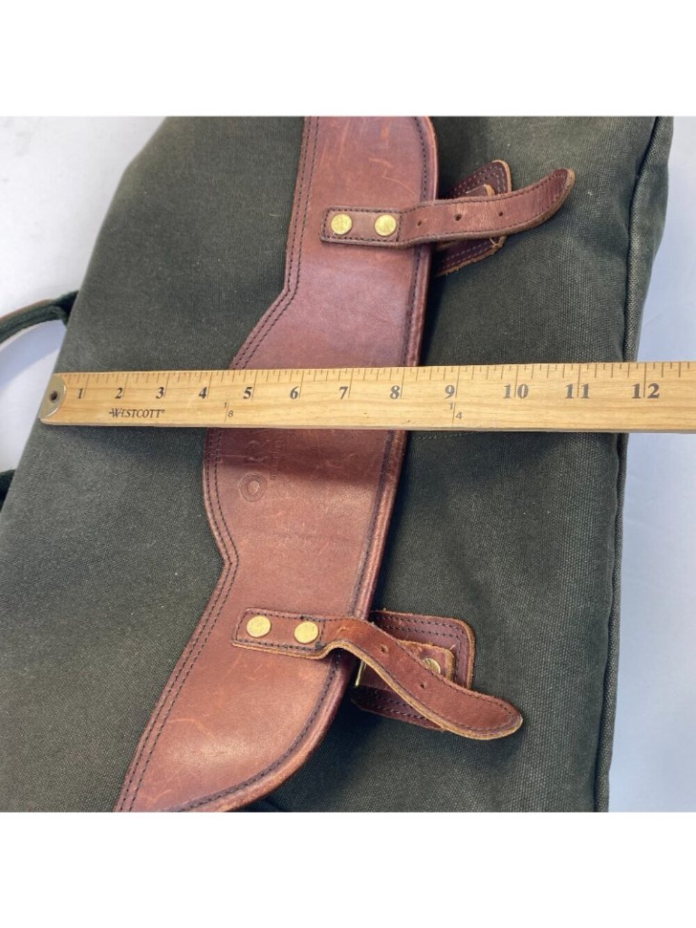 Vintage Orvis Battenkill Duffle Bag Green Canvas and Leather Large - Picture 4 of 15